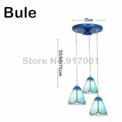 3 Heads Colorful Glass LED Pendant Lamps Light,Bedroom Suspension Hanging Ceiling Lamp - vue 24 sur 30