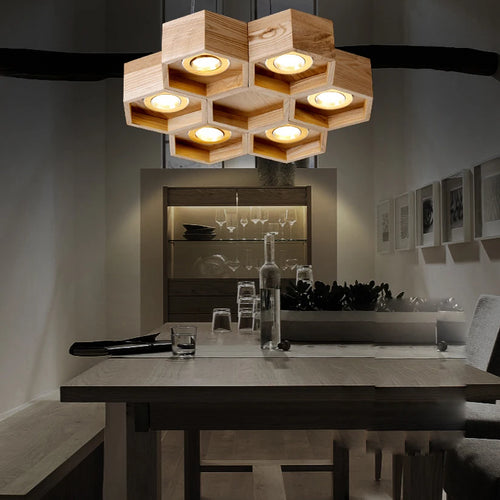 suspension en bois acrylique design nid dabeille pour intérieur - vue 3 sur 11