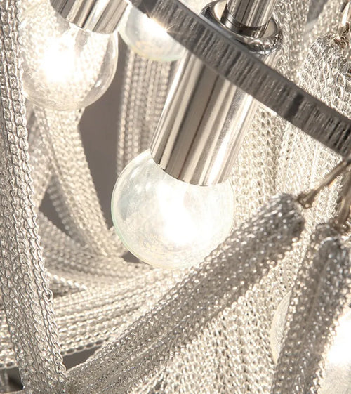Plafonnier luxueux en aluminium avec pampilles et ampoule LED - vue 5 sur 6