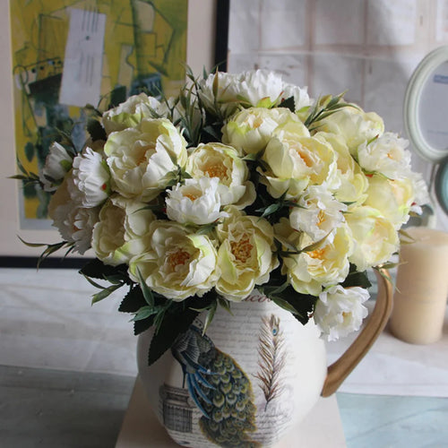 bouquet shabby chic en soie pour mariage et décoration intérieure - vue 5 sur 11