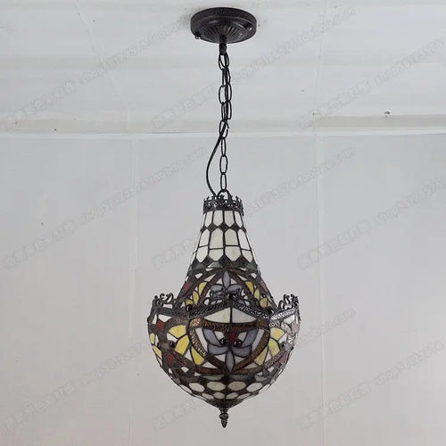 lustre en verre tiffany créatif rétro pour café bar escalier - vue 5 sur 6