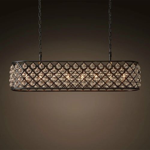 lustre rectangulaire en cristal noir pour éclairage suspendu - vue 3 sur 6
