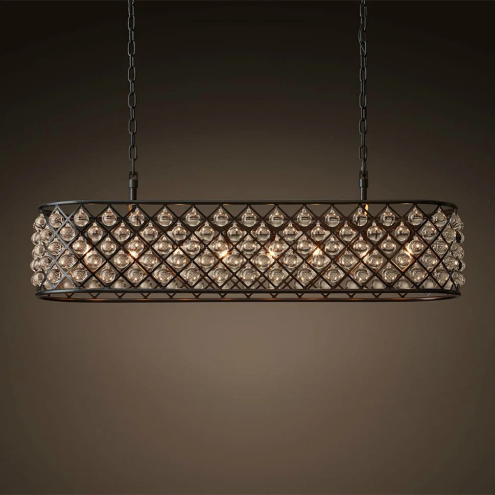 lustre rectangulaire en cristal noir pour éclairage suspendu - vue 3 sur 6