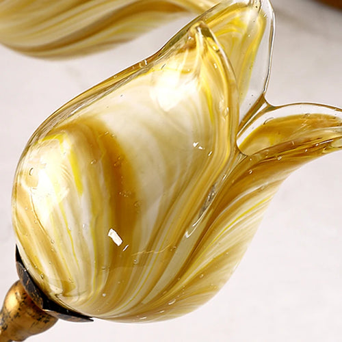 plafonnier led en forme de fleur en verre et fer nordique - vue 3 sur 7