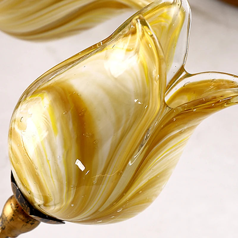 plafonnier led en forme de fleur en verre et fer nordique - vue 3 sur 7