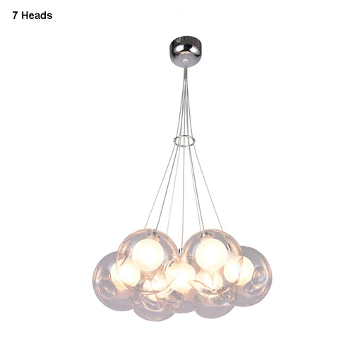 gzmj moderne boule de verre suspension lumières multiples têtes suspension lampe - vue 14 sur 13