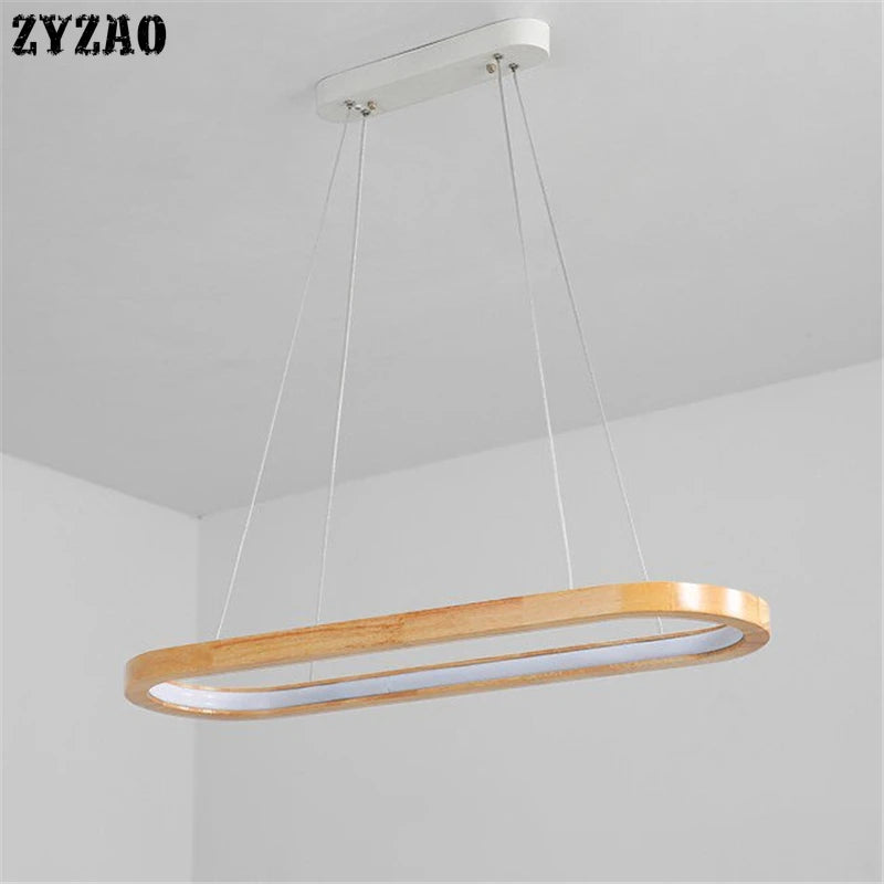suspension en bois massif pour restaurant et bar à led - vue 4 sur 7