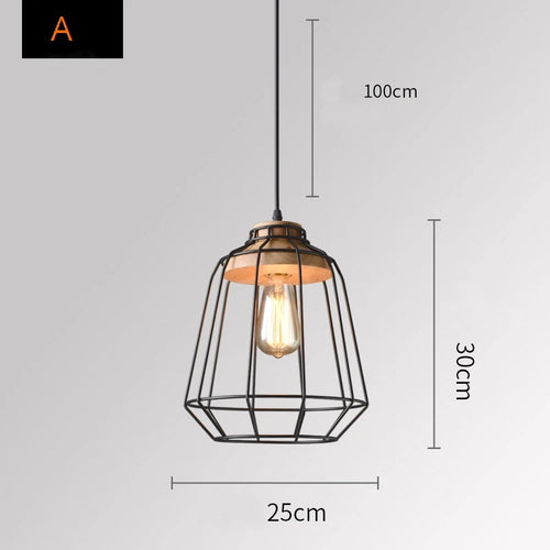 suspension vintage en fer avec cage led gzmj - vue 9 sur 8