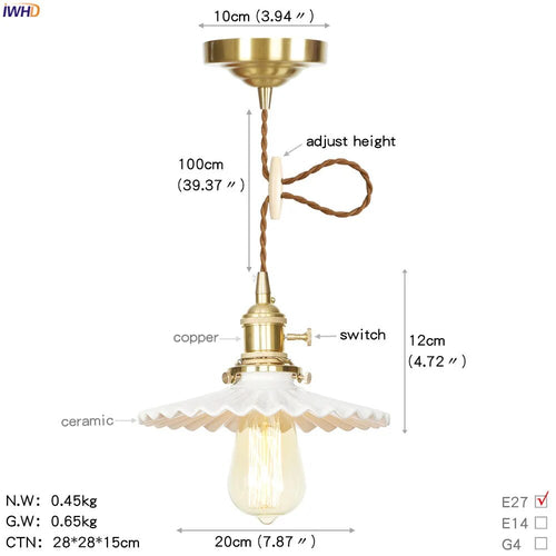 suspension led moderne nordique maison cuivre verre - vue 11 sur 17