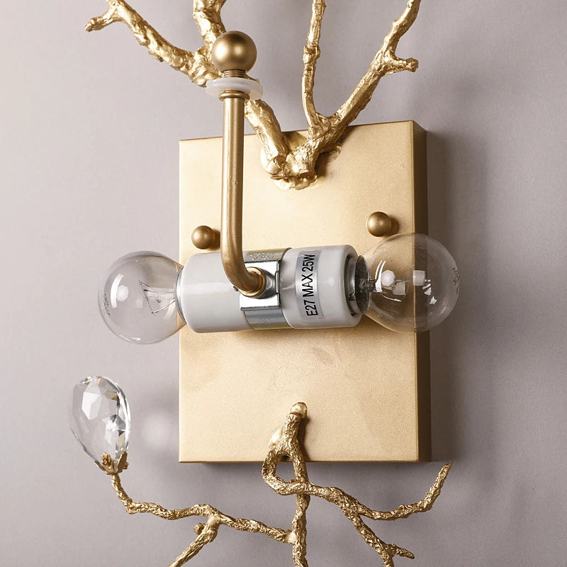 applique murale rétro en cristal doré pour intérieur moderne - vue 4 sur 8