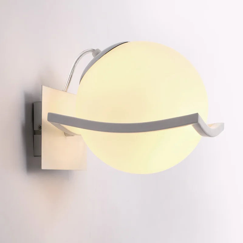 Applique Murale Led Chaude Boule de verre Nordique Moderne Simple Wandlamp Salon Chevet Chambre Salle De Bain Lumière - vue 4 sur 7