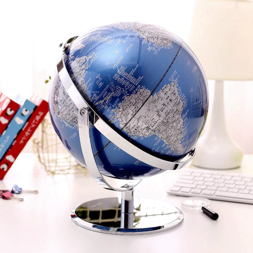 globe terrestre éducatif avec support en acier inoxydable et relief - vue 6 sur 7