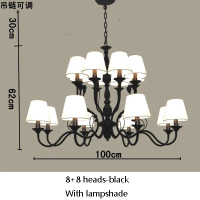 lustre rétro en fer noir style vintage industriel pour éclairage intérieur