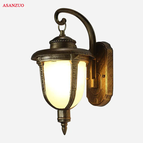 Applique murale extérieures imperméables en aluminium rétro européen lampe de jardin en Bronze Villas balcon couloir cour décor luminaires muraux - vue 9 sur 8