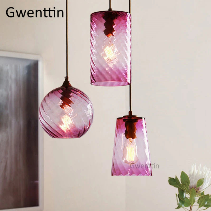 suspension moderne en verre teinté pour décoration intérieure - vue 4 sur 22
