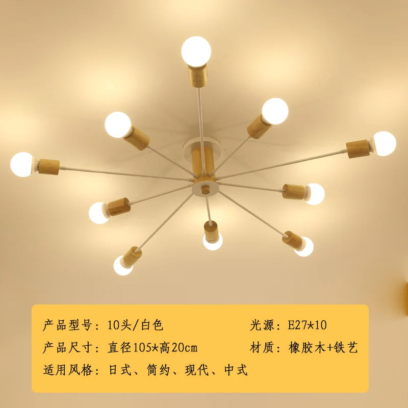 plafonnier moderne en bois massif lampe à led design créatif nordique