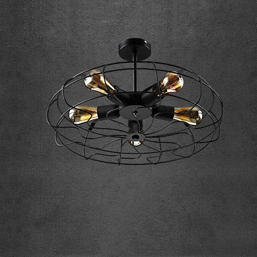 ventilateur plafonnier rétro loft suspension luminaire lustre - vue 5 sur 9