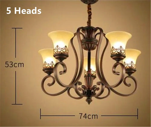 lustre en métal vintage style européen rétro pour éclairage intérieur - vue 8 sur 11