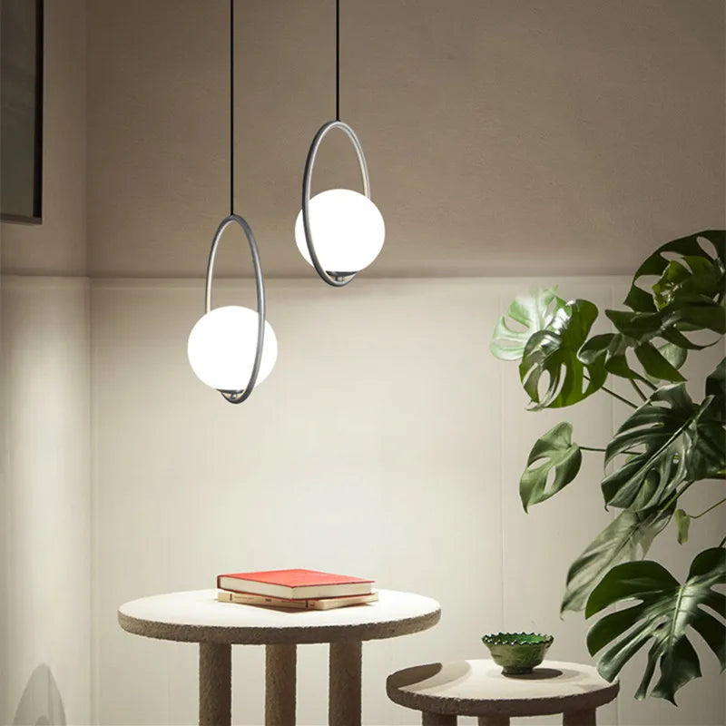 lustre à led rétro en verre pour décoration intérieure - vue 4 sur 13