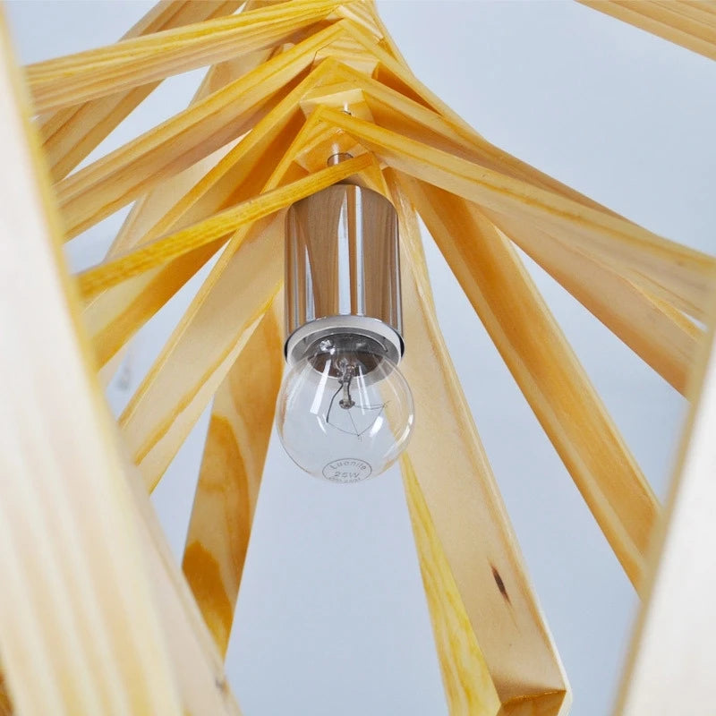 suspension luminaire carré rotatif en bois gzmj pour la maison - vue 4 sur 6