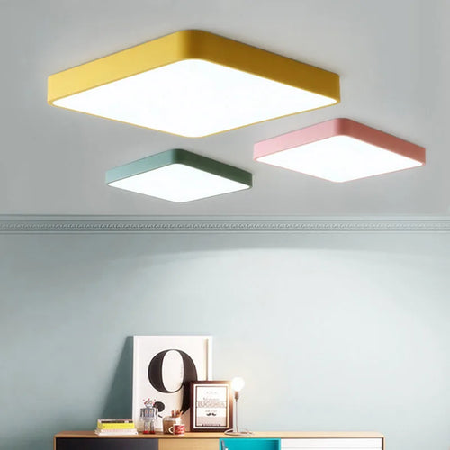 plafonnier led carré surface monté avec télécommande luminaire - vue 6 sur 12