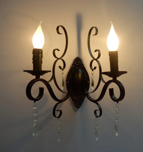 applique murale en cristal vintage à double tête en métal - vue 5 sur 6