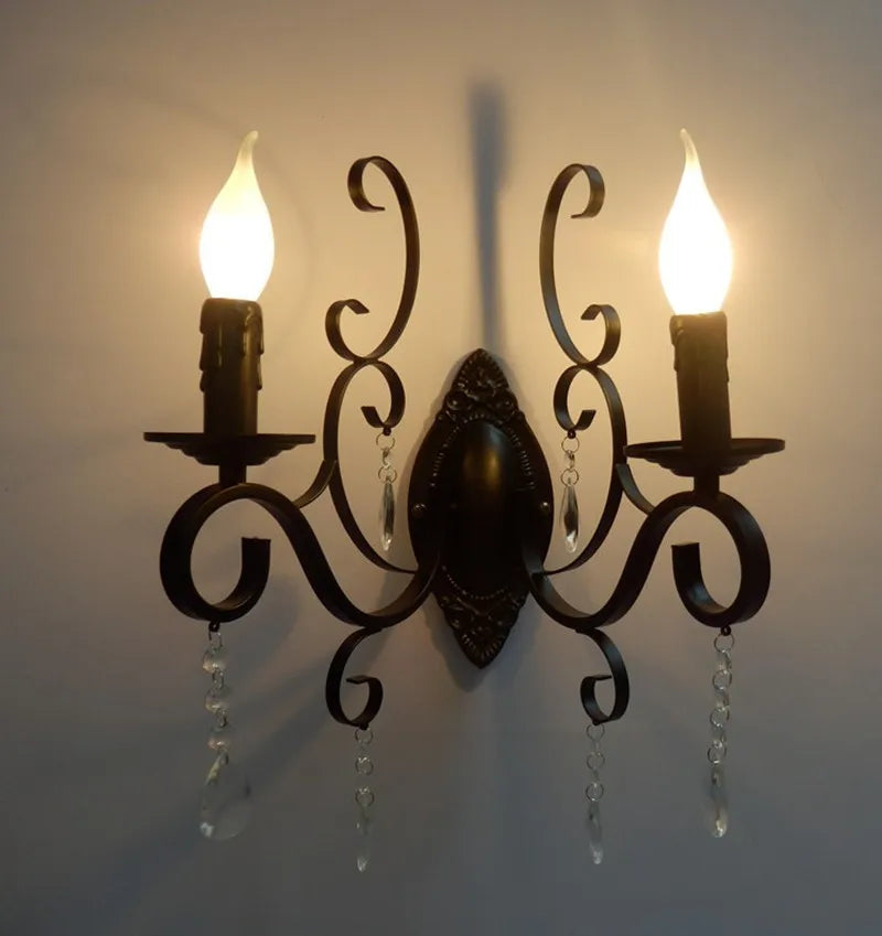 applique murale en cristal vintage à double tête en métal - vue 4 sur 6