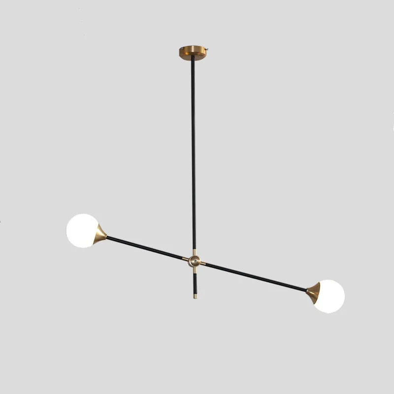 lustre en métal léger avec boules de verre élégant - vue 2 sur 6