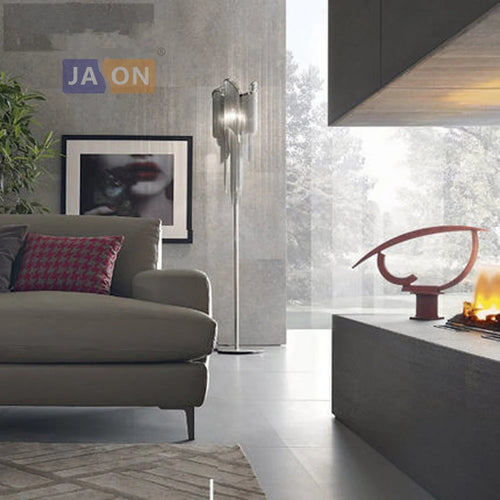 lampadaire design en métal et chrome pour intérieur moderne - vue 3 sur 6