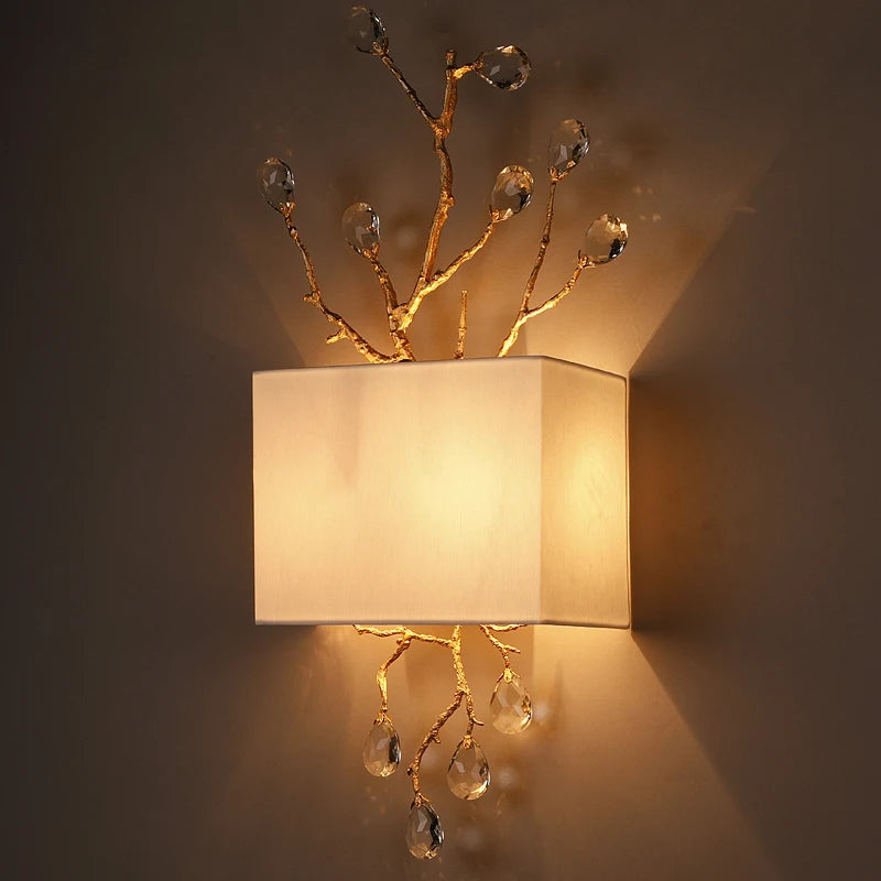 applique murale rétro en cristal doré pour intérieur moderne - vue 3 sur 8