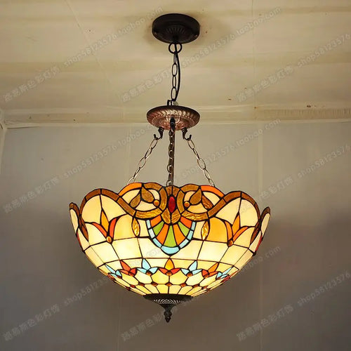 lustre baroque en verre coloré pour éclairage élégant - vue 5 sur 8
