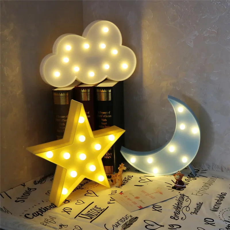 lampe led 3d nuage étoile lune veilleuse cadeau enfants décoration - vue 3 sur 16