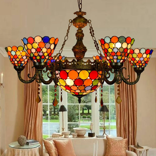 suspension en verre tiffany design moderne pour éclairage intérieur - vue 4 sur 6