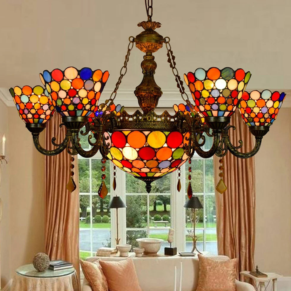 suspension en verre tiffany design moderne pour éclairage intérieur - vue 3 sur 6