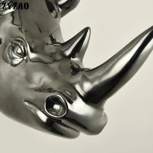 applique murale en forme de rhinocéros style campagnard américain - vue 5 sur 11