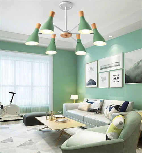 lustre moderne en bois massif pour chambre d enfant - vue 4 sur 6