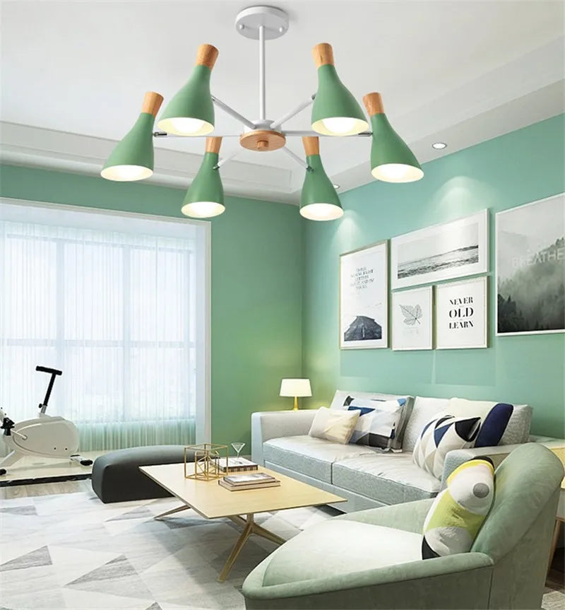 lustre moderne en bois massif pour chambre d enfant - vue 4 sur 6