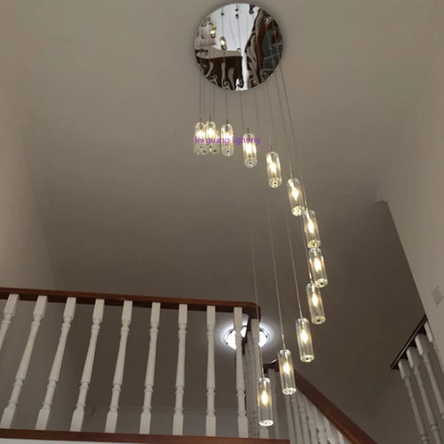 suspension moderne en cristal avec éclairage LED spiralé - vue 3 sur 10