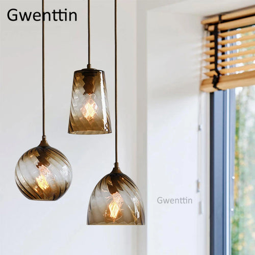 suspension moderne en verre teinté pour décoration intérieure - vue 6 sur 22