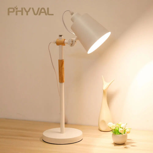 Lampe de bureau en bois métal moderne nordique - vue 2 sur 10