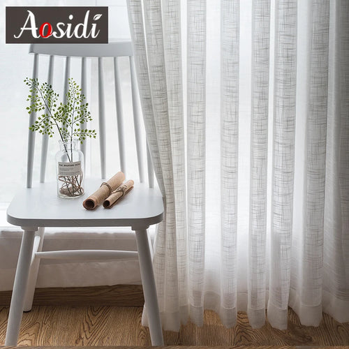 Voilage aspect lin rayures style moderne salon chambre - vue 5 sur 7