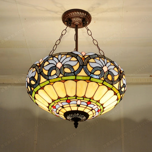 lustre antique style tiffany pour éclairage intérieur et extérieur - vue 3 sur 8
