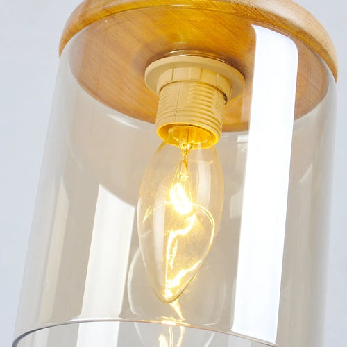 gzmj abat-jour simple en verre bois luminaire suspendu - vue 8 sur 8