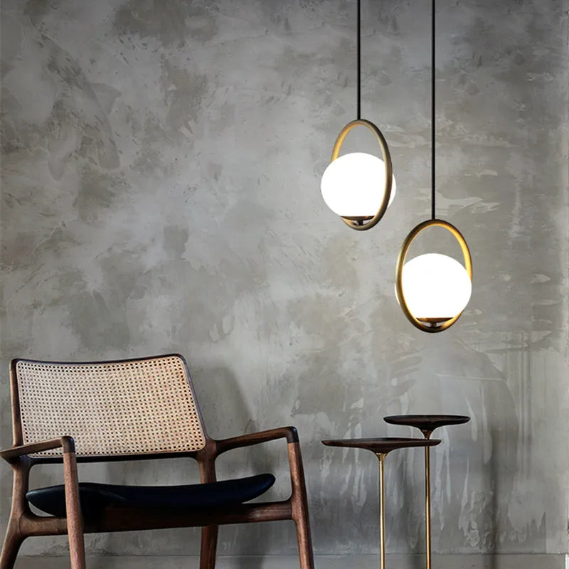 lustre à led rétro en verre pour décoration intérieure - vue 2 sur 13