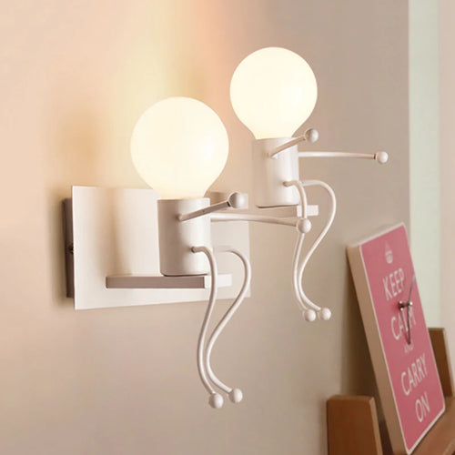 applique murale led en fer avec poupée de dessin animé nordique pour enfants - vue 3 sur 12