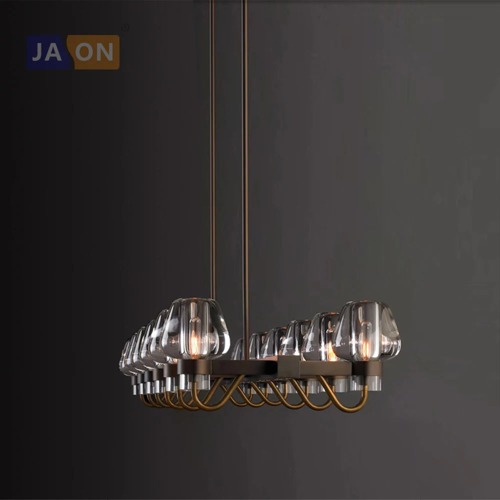 suspension rétro en cuivre et verre pour décoration intérieure - vue 3 sur 4