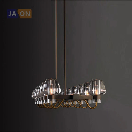suspension rétro en cuivre et verre pour décoration intérieure - vue 3 sur 4