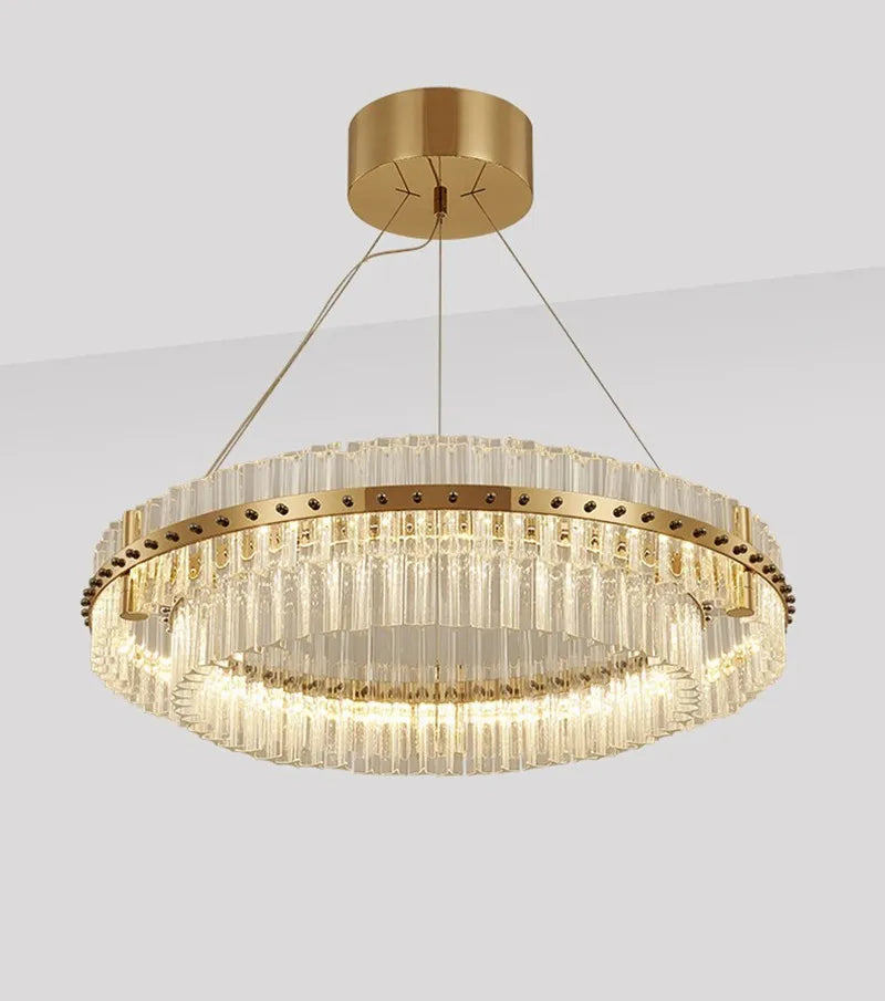 lustre suspendu en cristal moderne à rayures créatives - vue 3 sur 5