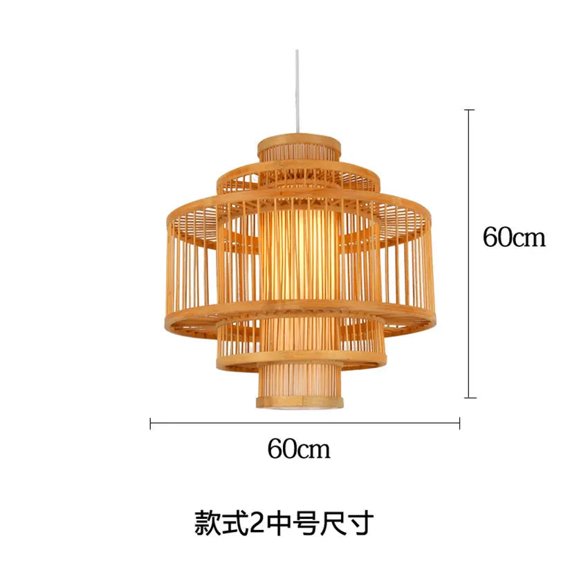 suspension en bois chinois design lumineux pour restaurant japonais - vue 11 sur 14