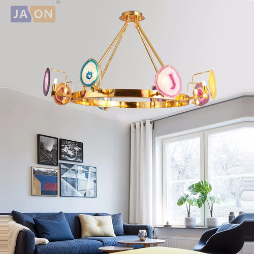 suspension design ronde en agate de fer moderne - vue 3 sur 11